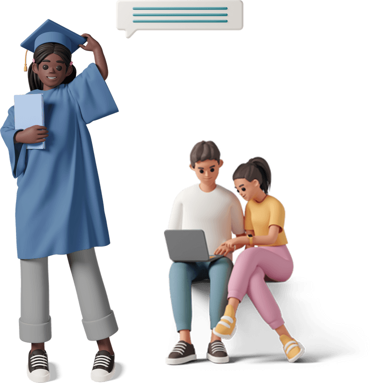 Girl standing in graduation gown holding hat